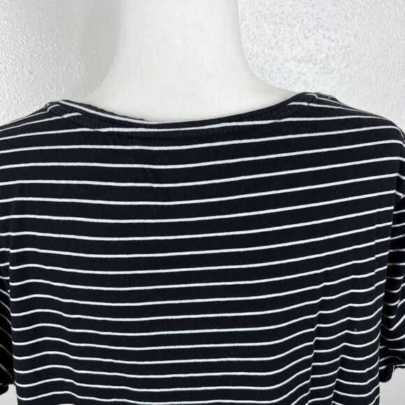 J Jill Shirt Women Extra Large Black White Stripe Everyday Cotton Tee S/S Casual - Picture 10 of 11